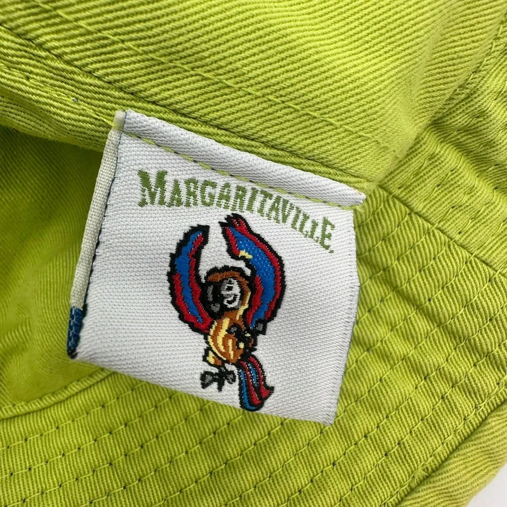 Margaritaville Bucket Hat Youth Blue Fins to the Left Parrot Embroidered Sun Hat